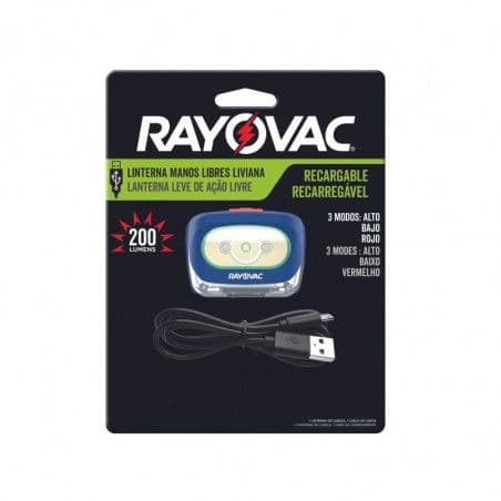 Imagen 1 de RAYOVAC® LINTERNA MANOS LIBRES RECARGABLE - 200 LUMENS - 50 METROS